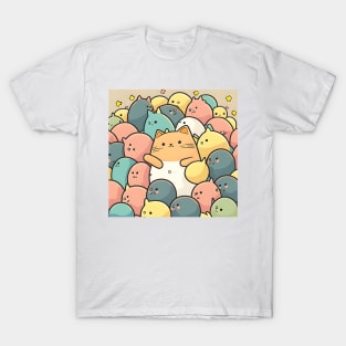 Cute Cat Kawaii - Colorful Heart Love Cats Kawaii T-Shirt